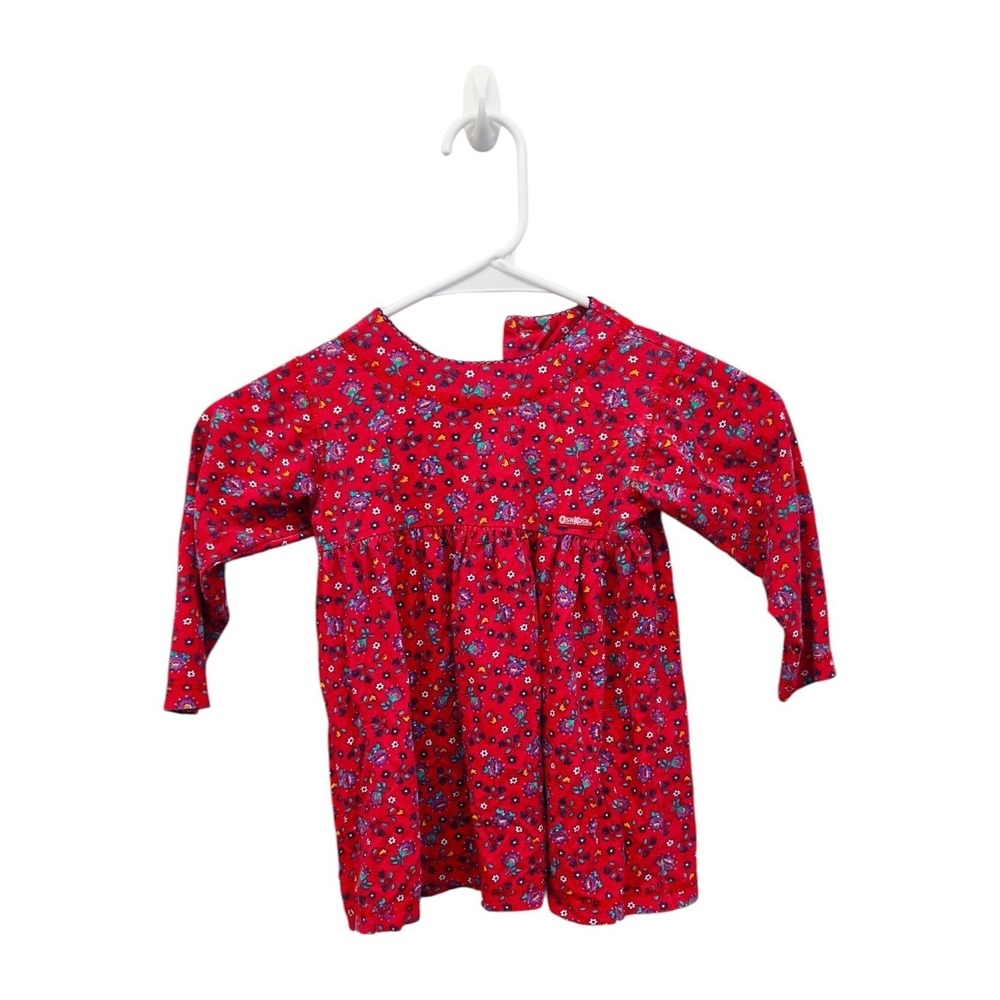 Vintage OshKosh B'gosh 2T Red Floral Dress Made in USA